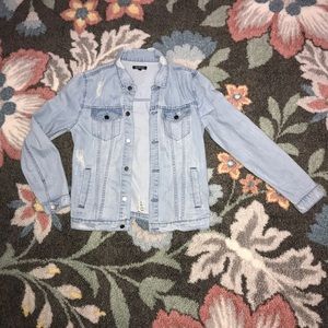 Light-wash ripped jean jacket